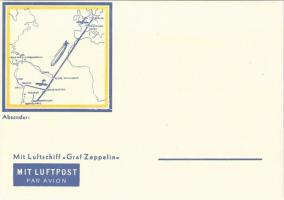 Mit Luftschiff Graf Zeppelin / Zeppelin airship from Berlin to Buenos Aires, map