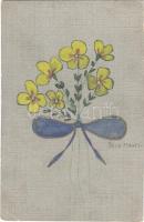 1916 Kézzel rajzolt virágos üdvözlőlap / Hand-drawn flower art postcard s: Beck Manci (EK)
