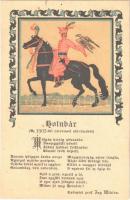 Holubár. Az 1902-iki carrousel alkalmából. Csömöri gróf Bay Miklós / Hungarian folklore art postcard, carousel, litho (fl)