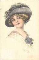 Lady art postcard. A.R. & C.i.B. No. 1117/2. s: E. Frank (EK)