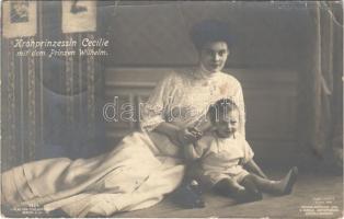1908 Kronprinzessin Cecilie mit dem Prinzen Wilhelm / Duchess Cecilie, German Crown Princess with Prince Wilhelm. Originalaufnahme v. E. Bieber Hofphotograph (fa)