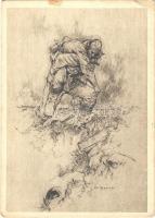 Bajtársak / Kameraden / WWII German military art postcard s: Busch (EK)