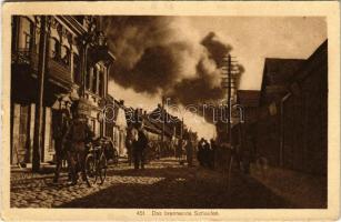 1916 Das brennende Schaulen / WWI German military, burning buildings in Siauliai (Lithuania) + K.u.K. Mobiles Reservespital 4/10. HADTÁP-POSTAHIVATAL 148 (EB)