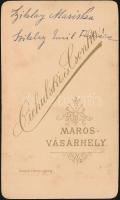 cca 1885 Hölgy műtermi portréja, keményhátú fotó Ciehulski és Csonka marosvásárhelyi műterméből, 10,...