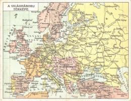 A Világháború Térképe. Lengyel Lipót műintézet kiadása. Kinyitható képeslap / Map of the First World War. Folding card (fl)