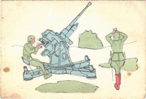 Második világháborús magyar légvédelmi gépfegyver. A Művészinas kollázs / WWII Hungarian air defense machine gun, collage (EK)