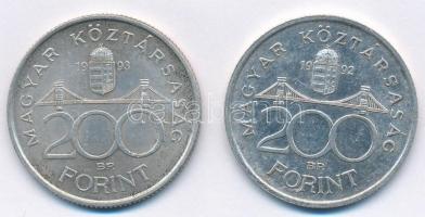 1992-1993. 200Ft Ag "MNB" (2xklf) T:1-,2 Adamo F13