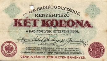 Kenyérmező/hadifogolytábor 1916. 2K szám nélkül, lyukasztva T:II-/III+