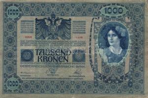 1902. 1000K piros "Magyarország" körbélyegzővel + 1000K mindkét oldal német nyelvű piros &...