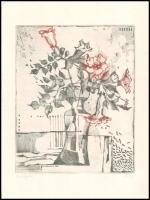 Túry Mária (1930-1992): Virágok. Színes rézkarc, papír, jelzett, 29,5×24 cm