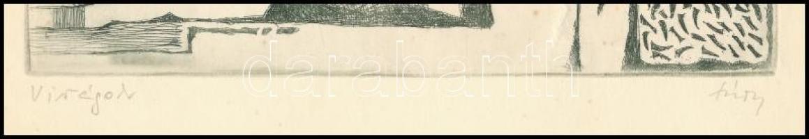 Túry Mária (1930-1992): Virágok. Színes rézkarc, papír, jelzett, 29,5×24 cm