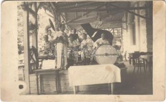 1942 Püspökfürdő, Szentlászlófürdő, Baile 1 Mai (Váradszentmárton, Sanmartin); Monya Béla (?) jazz zenekara / jazz music band. photo  (fl)