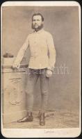 cca 1870 Droppa József katona korában, hátoldalon feliratozott keményhátú fotó Letzter kassai műterméből, 10,5×6 cm