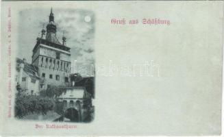 Segesvár, Schässburg, Sighisoara; Der Rathausturm. Verlag v. Zeidner / Városháza tornya / town hall, tower (r)