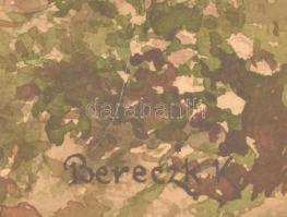 Bereczk K. jelzéssel: Virágok közt. Akvarell, papír. Díszes, sérült üvegezett keretben, 40×50 cm