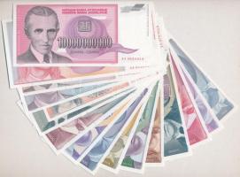 Jugoszlávia 1992-1993. 100D - 10.000.000.000D (16xklf) T:I Jugoslavia 1992-1993. 100 Dinara - 10.000...