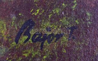 Bajor Tamás (?-): Erdőrészlet. Olaj, farost, jelzett, fa keretben, hátoldalán címkén feliratozott, 4...