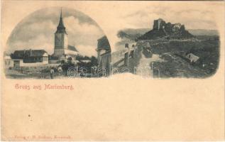 Barcaföldvár, Földvár, Marienburg, Feldioara; Evangélikus templom, vár. H. Zeidner kiadása / street view, Lutheran church, castle (r)