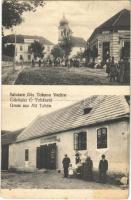 1916 Ótohán, Tohanu Vechi, Alttauchen (Zernyest, Zernest, Zarnesti); utcakép, templom, üzlet / street view, church, shop (fa)