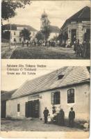 1916 Ótohán, Tohanu Vechi, Alttauchen (Zernyest, Zernest, Zarnesti); utcakép, templom, üzlet  / street view, church, shop (fa)