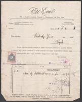 1911 Győr, Ott Ernő Mű- és Tűzifa Kereskedésének fejléces számlája, okmánybélyeggel