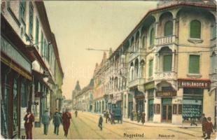 1919 Nagyvárad, Oradea; Rákóczi út, Ausländer S., Gerő Imre üzlete / street view, shops (EB)