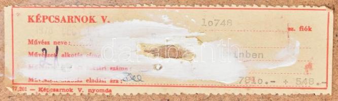 Papp Gábor (1936-): Táj rózsaszínben. Olaj, farost, jelzett, hátoldalán Képcsarnok Vállalat sérült c...