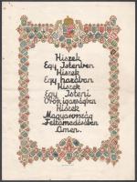cca 1930 Magyar Hiszekegy a Stádium Rt. díszes papírjára kézzel írva
