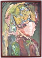 Krizbai Sándor (1949-): Női portré, 2013. Olaj, vászon, jelzett, hátoldalán autográf felirattal. 70x...