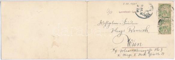 1901 Temesvár, Timisoara; Józsefváros, Küttl tér. Polatsek kiadása. Kihajtható panorámalap / Iosefin...