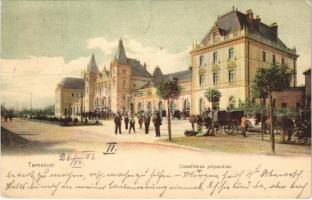 1902 Temesvár, Timisoara; Józsefvárosi pályaudvar / Iosefin railway station (gyűrődés / crease)