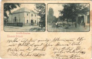 1902 Pilis, Izraelita templom, zsinagóga, Schwartz Sámuel üzlete és saját kiadása (kopott sarkak / worn corners)