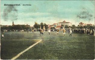 1913 Balassagyarmat, Sporttelep, futballpálya, foci meccs nézőkkel. Wertheimer Zsigmond kiadása (EK)