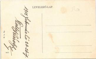 1912 Hajdúszoboszló, Fő tér, Református templom, Körner és Társa gőzmalom, Takarékpénztár, Római kat...