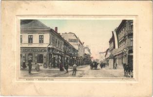 Miskolc, Széchenyi utca, Megay Róbert cukrászdája, Landall A. üzlete, Grand Hotel Kepes szálloda, magyar zászló. Fodor Zoltán kiadása (fl)