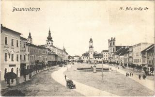 Besztercebánya, Banská Bystrica; IV. Béla király tér, Szálloda a Rákhoz, Löwy Jakab üzlete / square, hotel, shops