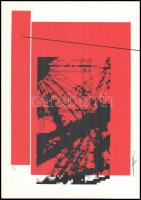 Hervé, Rodolf (1957-2000): Eiffel-torony pirosban. Szitanyomat, papír, jelzett, számozott (31/40), ca. 37x26 cm.