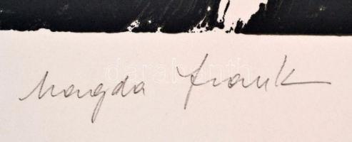 Frank Magda (1914-1997): Kompozíció pirosban. Szitanyomat, papír, jelzett, 39,5x26 cm