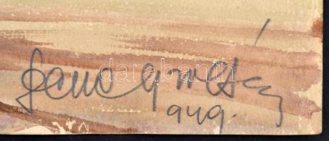 Jeney Zoltán (1899-?): Zugló, 1949. Akvarell, papír, jelzett, lap apró foltokkal, 30×42 cm