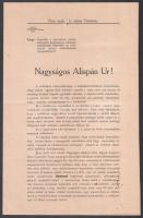 1912 Pécs, Pécs szab. kir. város tanácsa által az alispánnak küldött levél a cselédség és cselédotthonok, közvetítő intézet működésével kapcsolatban