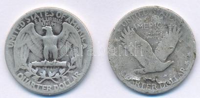 Amerikai Egyesült Államok 1917-1930. 1/4$ Ag "Standing Liberty" + 1941. 1/4$ Ag "Wash...