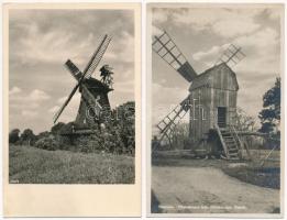 2 db RÉGI külföldi képeslap: szélmalom / 2 pre-1945 European postcards: windmills