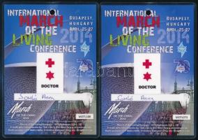 2014 Az Élet Menete konferencia 2 db orvosi igazolványa (Bp., Auschwitz)