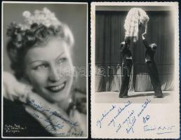 1935-1939 2 db művészi fotó magyar artistanőről, dedikálva, 17x11 cm