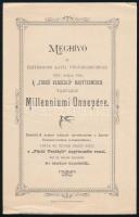 1896 Meghívó az Esztergomi Katolikus főgimnázium millenniumi ünnepségére, hajtott