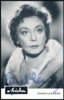 Zarah Leander (1907-1981) énekes, színésznő aláírt képe, 14x9 cm