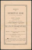 1891 Esztergom, Meghívó Reményi Ede és Bodó Lajos hangversenyére