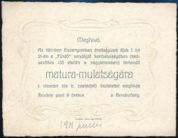 1911 Meghívó az Esztergomban érettségizett ifjak matura-mulatságára