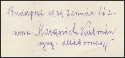 1939 gr. Markovich Kálmán altábornagy kézzel írott végrendelete