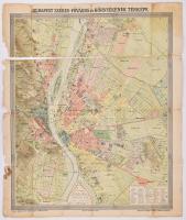 1902 Budapest Székesfőváros és környékének térképe, szerk.: Homolka József, Bp., Eggenberger, (Magyar Földrajzi Intézet-ny.), sérült, szakadt, megviselt állapotban, a hátoldalon ragasztásnyomokkal, 78x67,5 cm. "Dr. Kilián Tibor" névbélyegzőjével.